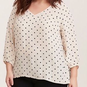 Torrid Ivory Polka Dot Georgette Blouse
